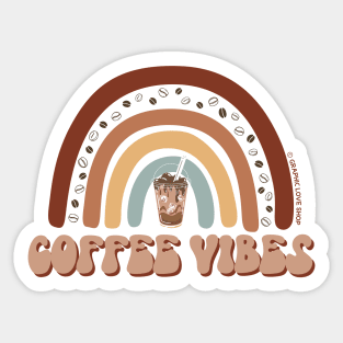 Coffee Vibes Retro Rainbow © GraphicLoveShop Sticker